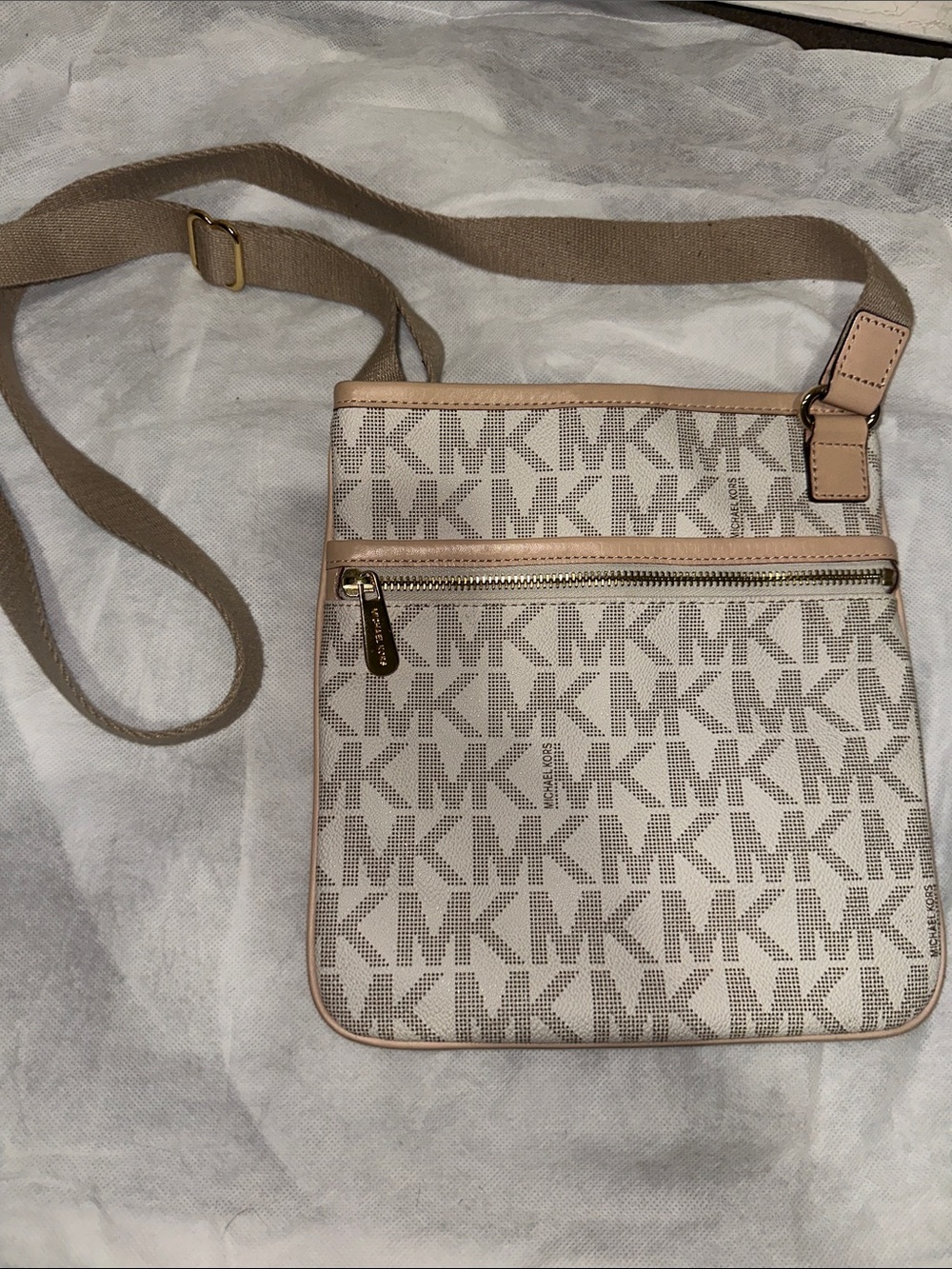Michael Kors Beige Logo Messenger Crossbody